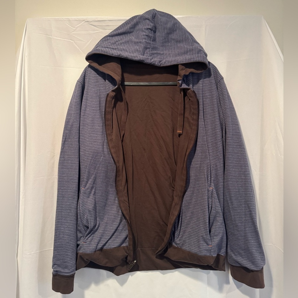 BOSS ORANGE Reversible Blue and Brown Zip Up Hoodie